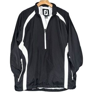 FootJoy FJ Men’s Size M Black White Half Zip Golf  Nylon Windbreaker Jacket